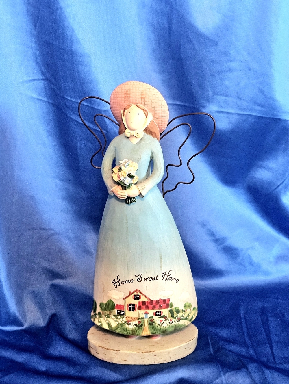 Russ Country Gathering Angel Holding Flower with Hat Home Sweet Home